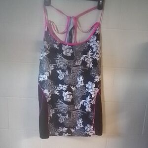 Floral Black and Pink Women's One Piece Swimsuit